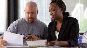 Veteran learning about health care options