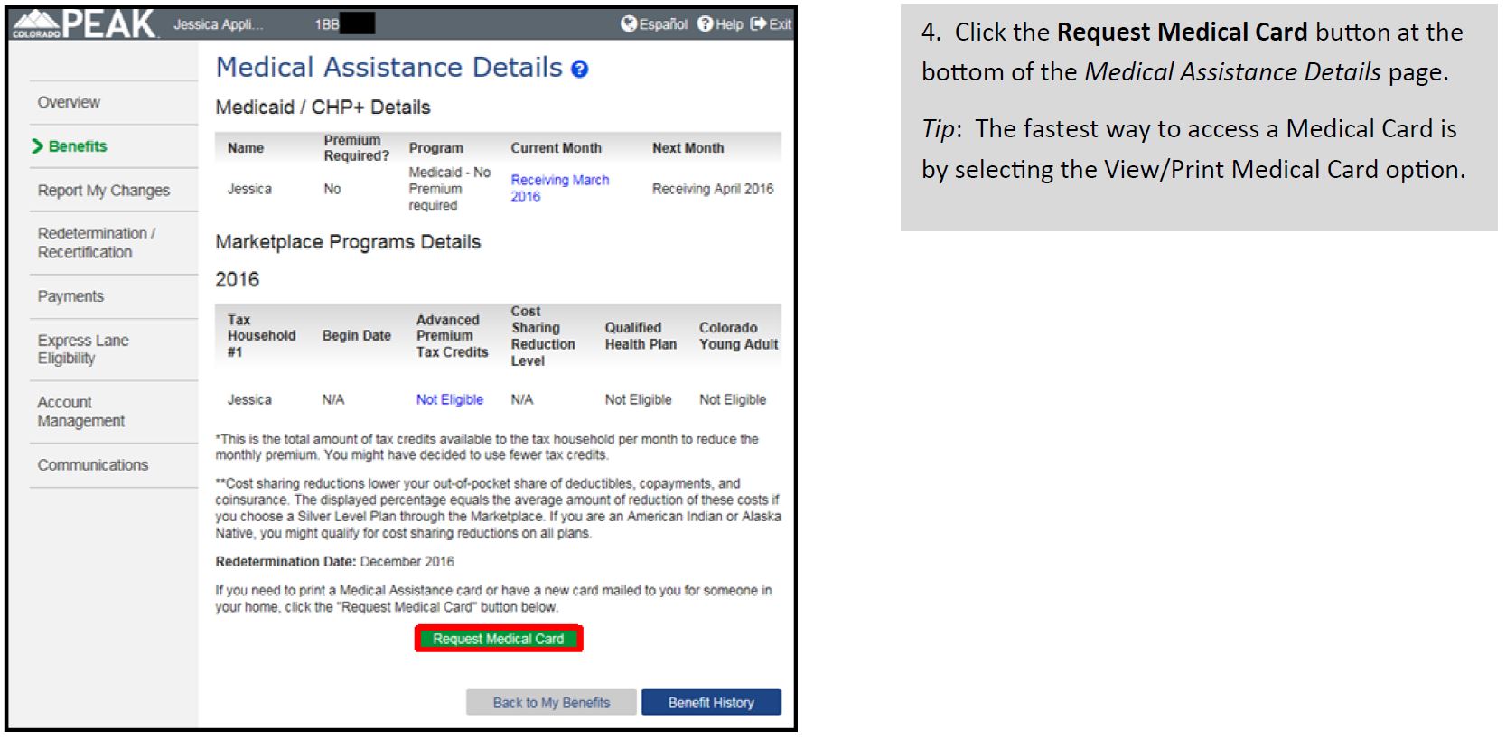 How do I print a Health First Colorado medical card through PEAK? | colorado.gov/health