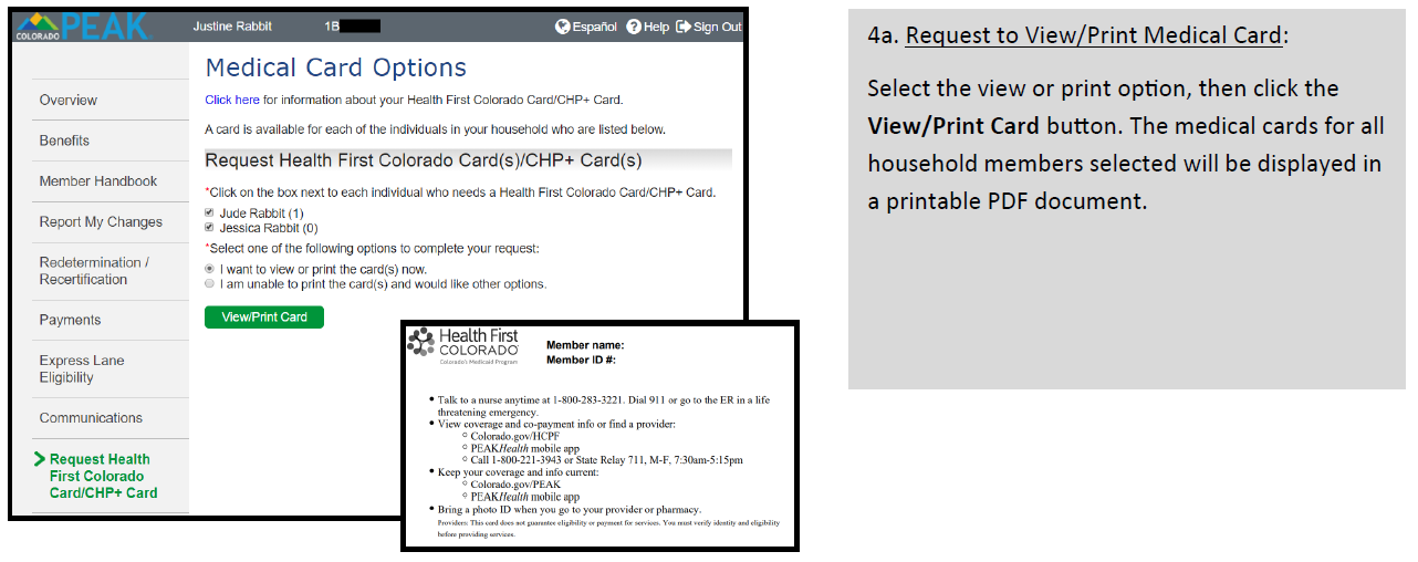 How Do I Print A Health First Colorado Medical Card Through Peak Colorado Gov Health