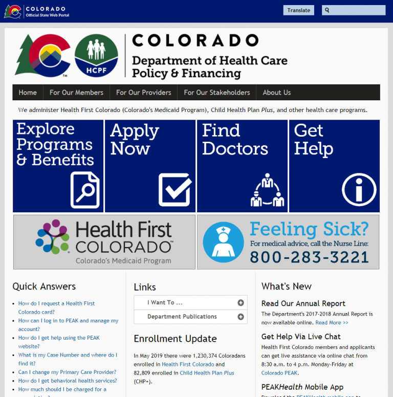 HCPF Home Page 72019 colorado.gov/health